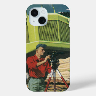 Vintage Business, Construction Site with Surveyor iPhone 15 Case