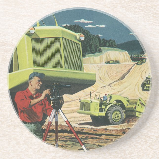 Vintage Business, Construction Site with Surveyor Coaster (Front)