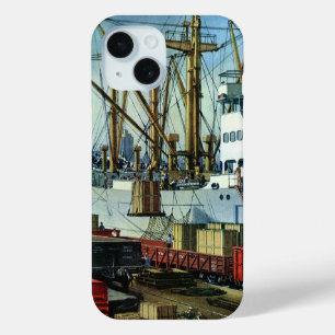 Vintage Business, Docked Cargo Ship Transportation iPhone 15 Case