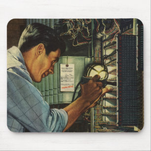 Vintage Business Electrician Circuit Breaker Panel Mouse Mat