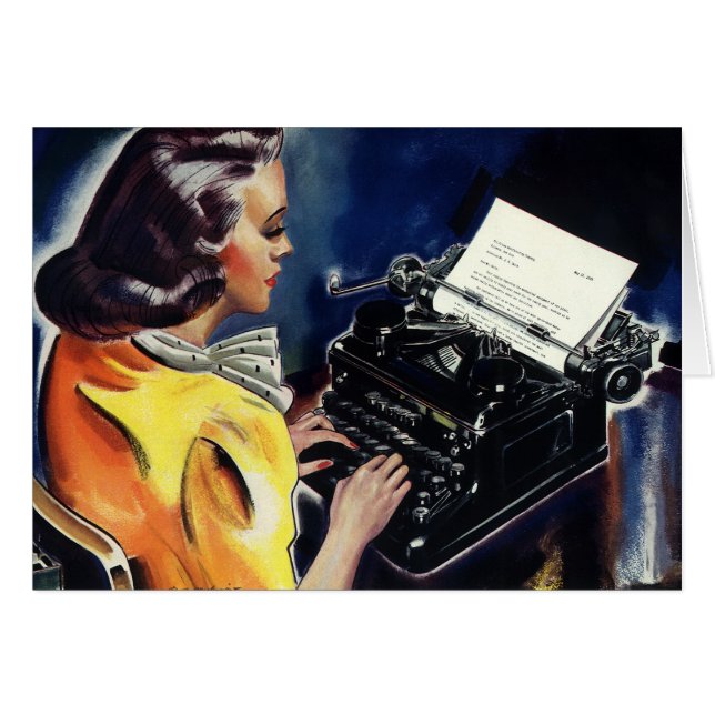 Vintage Business Executive Secretary Typing Letter (Front Horizontal)