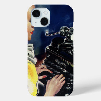 Vintage Business Executive Secretary Typing Letter iPhone 15 Case