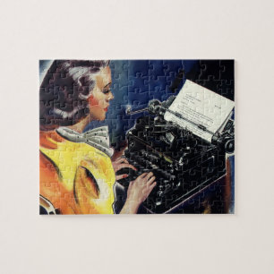 Vintage Business Executive Secretary Typing Letter Jigsaw Puzzle