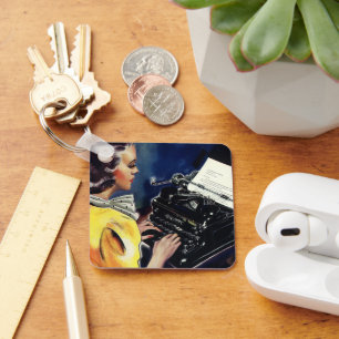 Vintage Business Executive Secretary Typing Letter Key Ring