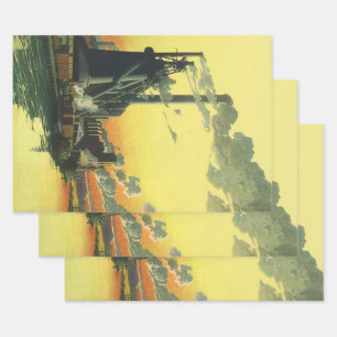 Vintage Business Factory, Manufacturing on a Dock Wrapping Paper Sheet