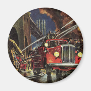 Vintage Business, Fire Trucks Firemen Firefighters Magnet