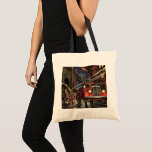 Vintage Business, Fire Trucks Firemen Firefighters Tote Bag