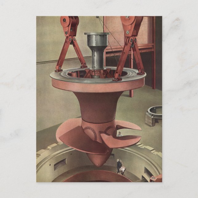 Vintage Business, Giant Water Turbine Energy Postcard (Front)
