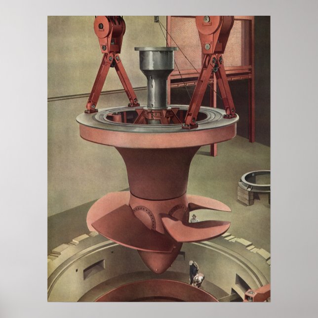 Vintage Business, Giant Water Turbine Energy Poster (Front)
