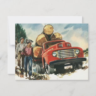 Vintage Business, Logging Truck with Lumberjacks