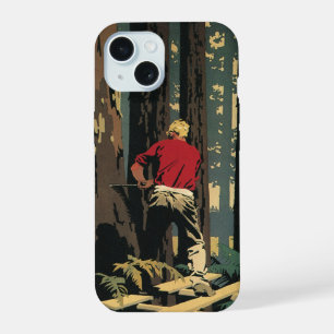 Vintage Business, Lumber Industry Redwood Forest iPhone 15 Case