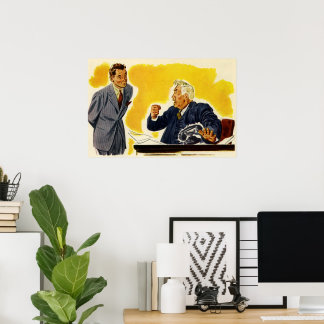 Vintage Business, Mad CEO Executive Boss Employee Poster