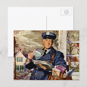 Vintage Business, Mailman Delivering Mail Letters Postcard