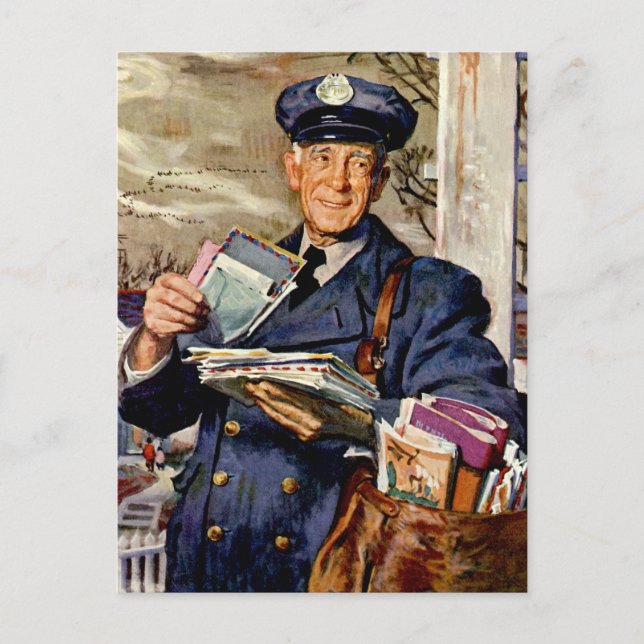 Vintage Business, Mailman Delivering Mail Letters Postcard (Front)