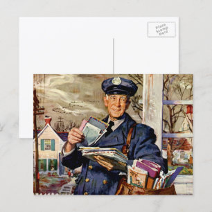 Vintage Business, Mailman Delivering Mail Letters Postcard