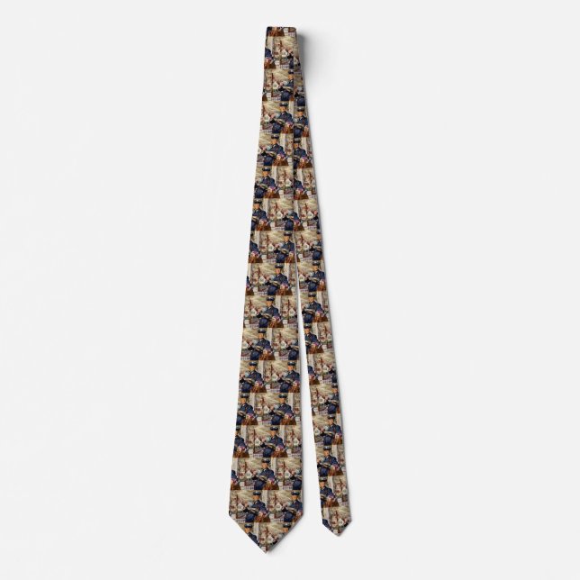Vintage Business, Mailman Delivering Mail Letters Tie (Front)