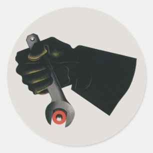 Vintage Business, Manufacturing Factory Machinist Classic Round Sticker