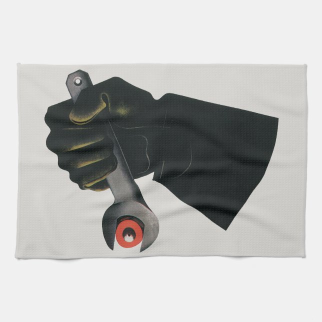 Vintage Business, Manufacturing Factory Machinist Tea Towel (Horizontal)