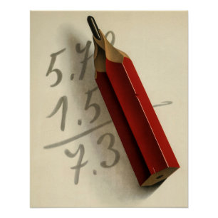 Vintage Business, Math Equation with Red Pencil Poster