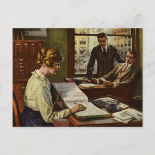 Vintage Business Meeting, Office with Executives Postcard