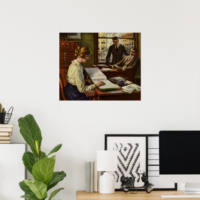 Vintage Business Meeting, Office with Executives Poster (Home Office)