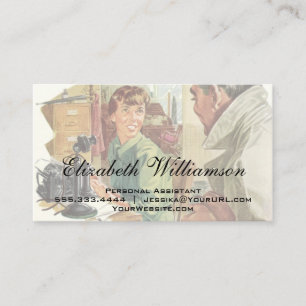 Vintage Business Office, CEO Boss and Secretary Business Card