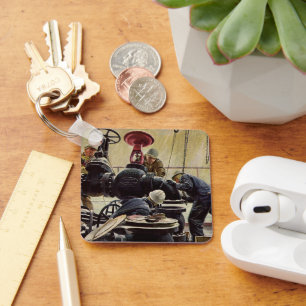 Vintage Business, Oil Platform on the Ocean Key Ring