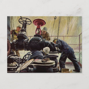 Vintage Business, Oil Platform on the Ocean Postcard