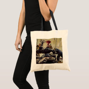Vintage Business, Oil Platform on the Ocean Tote Bag