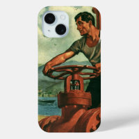 Vintage Business, Oil Tanker Ship with Dock Worker