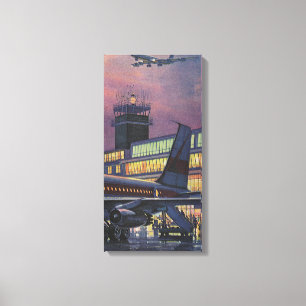 Vintage Business Passengers on Aeroplane at Airpor Canvas Print