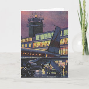 Vintage Business Passengers on Aeroplane at Airpor Card