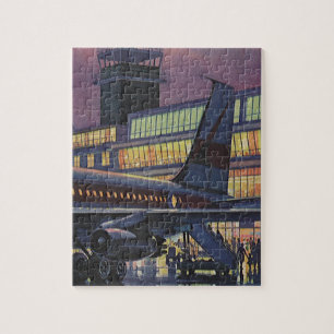 Vintage Business Passengers on Aeroplane at Airpor Jigsaw Puzzle