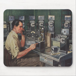 Vintage Business, Pay Phone Telephone Repairman Mouse Mat