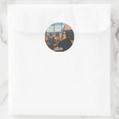 Vintage Business, People at Airline Counter Classic Round Sticker (Bag)