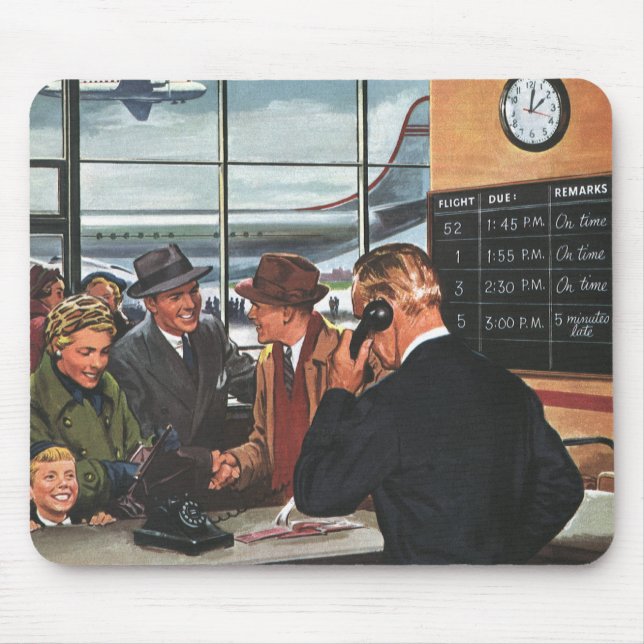 Vintage Business, People at Airline Counter Mouse Mat (Front)