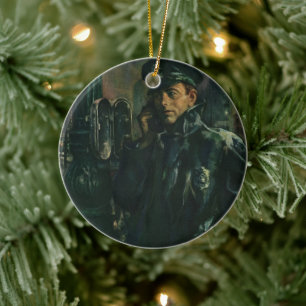 Vintage Business, Policeman on Emergency Telephone Ceramic Tree Decoration