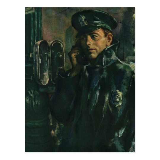 Vintage Business, Policeman on Emergency Telephone Postcard