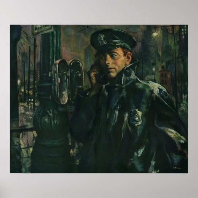 Vintage Business, Policeman on Emergency Telephone Poster (Front)