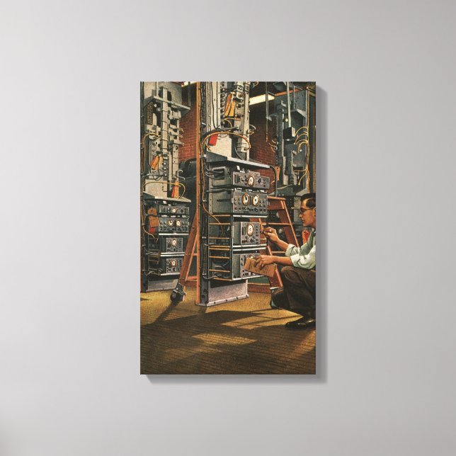 Vintage Business Radio Technician Fixing Equipment Canvas Print (Front)