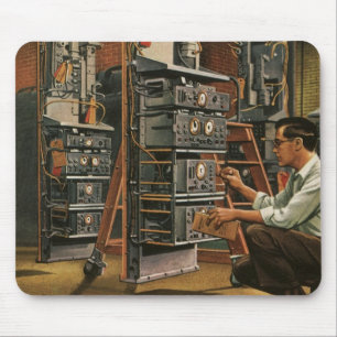 Vintage Business Radio Technician Fixing Equipment Mouse Mat