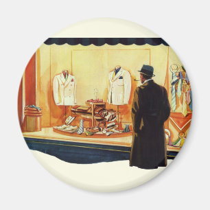 Vintage Business Retail Store, Man Window Shopping Magnet