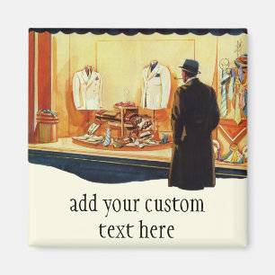 Vintage Business Retail Store, Man Window Shopping Magnet