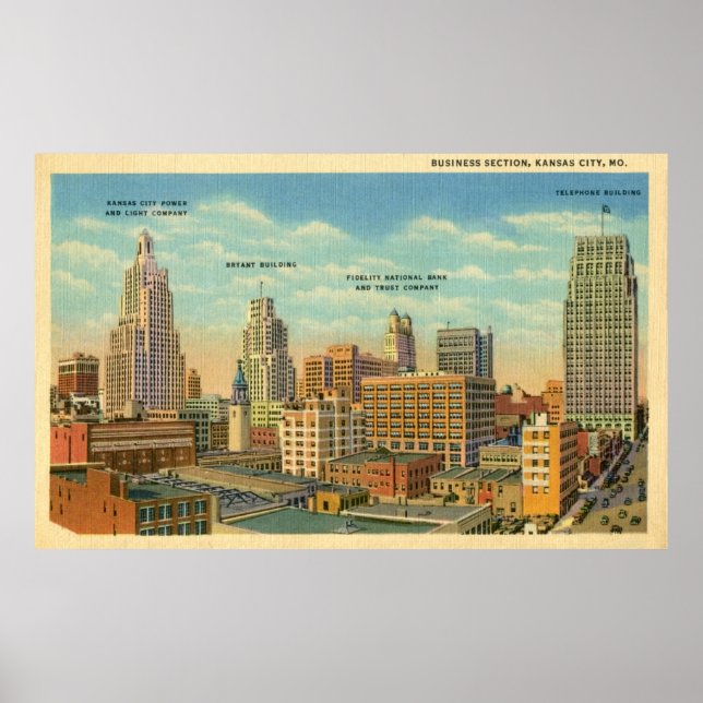 Vintage Business Section Kansas City, MO Poster (Front)