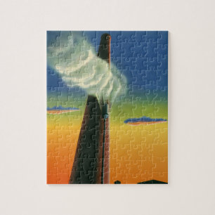 Vintage Business, Steam Whistle Factory Sunrise Jigsaw Puzzle