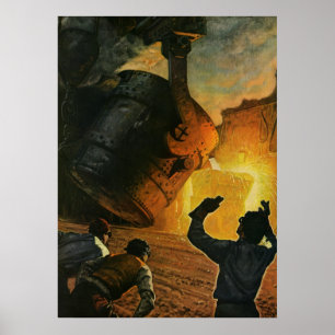 Vintage Business, Steel Manufacturing Industry Poster