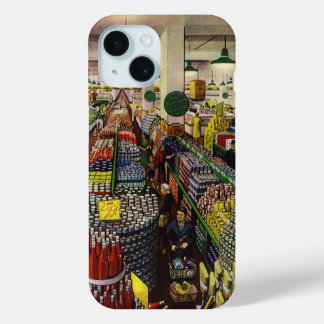 Vintage Business Supermarket, Food and Beverages iPhone 15 Case