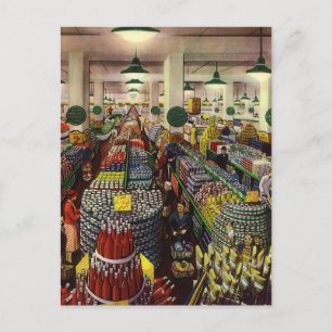 Vintage Business Supermarket, Food and Beverages Postcard