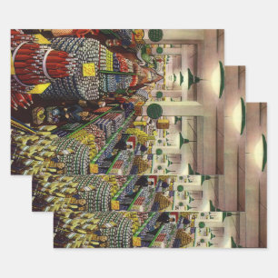 Vintage Business Supermarket, Food and Beverages Wrapping Paper Sheet