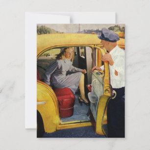 Vintage Business, Taxi Cab Driver Woman Passenger